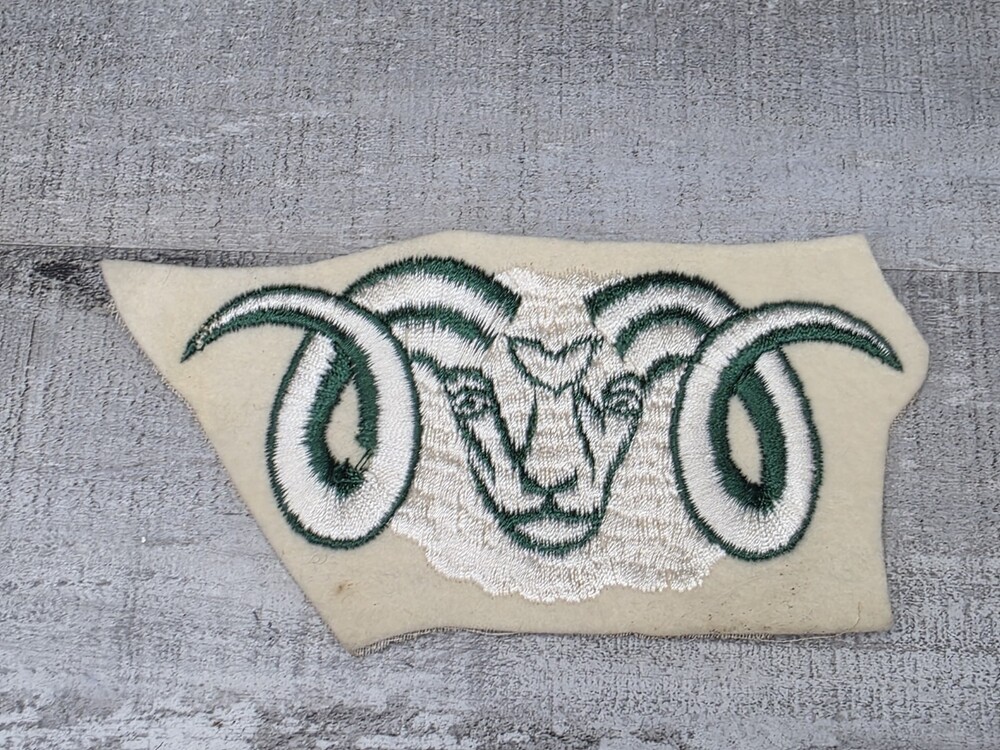 Mountain Goat Large Vintage Embroidered on Felt Sew On Rams Head Patch 6" G35
